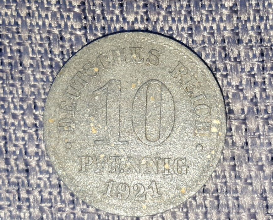 200 Mark 1923, 50 Pfennig 1921, 1 Pfennig 1923, 10 Pfennig 1921