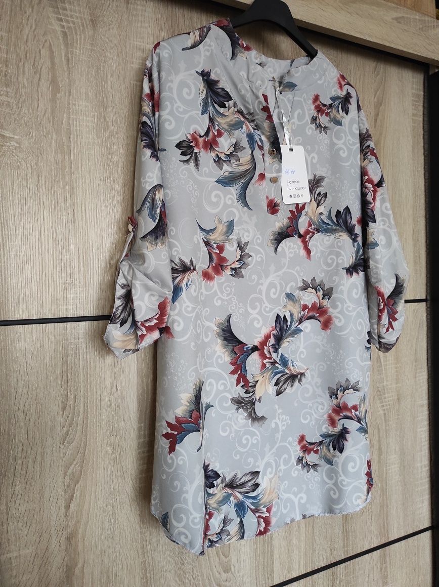 Koszula stójka wzory Boho retro vintage plus size