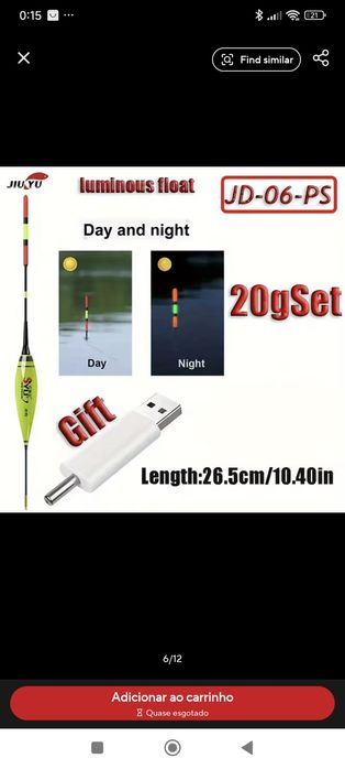 Boia pesca led recarregável