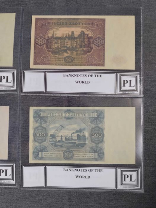 zestaw 6 sztuk banknotów polskich z opisem