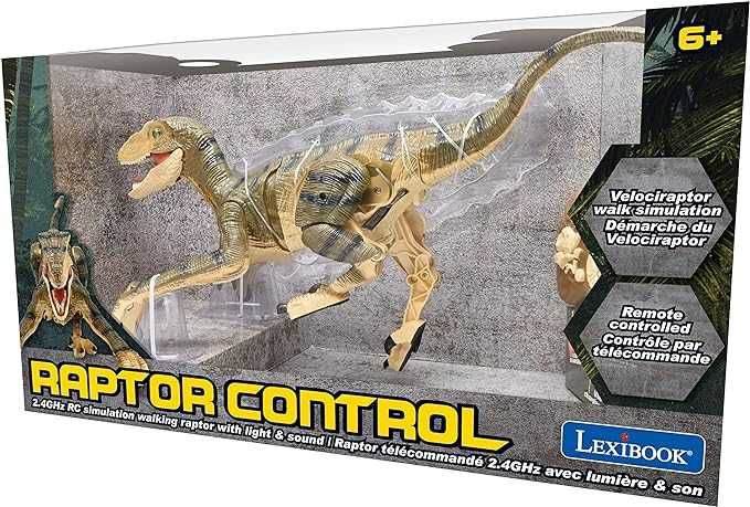 dinozaur zdalnie sterowany robot chodzi ryczy świeci led velociraptor