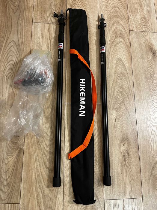 HIKEMAN Drążek do namiotu kempingowego, teleskopowy  2 szt. 93–230 cm