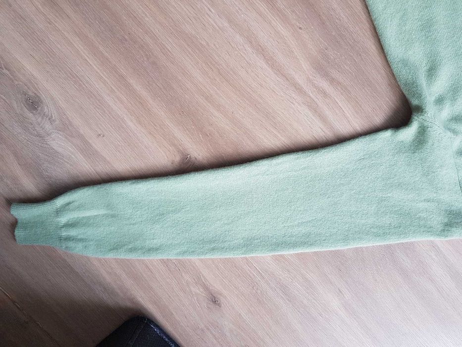 Lord&Taylor Two Ply Cashmere zielony sweter dwie warstwy 100% kaszmir