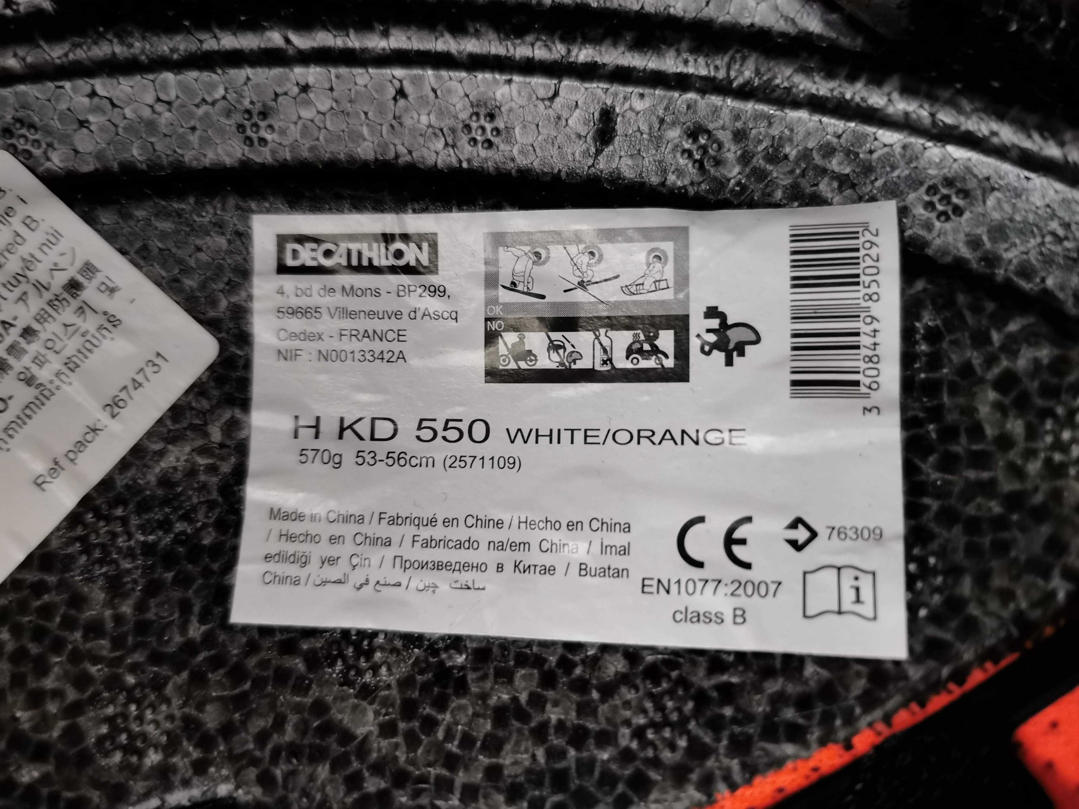 Kask narciarski Wedze HKD 550, roz. 53-56 cm, kolor biało/pomaranczowy