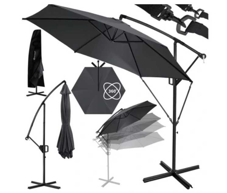 Parasol ogrodowy KESSER szary 350 x 245 cm obrotowy