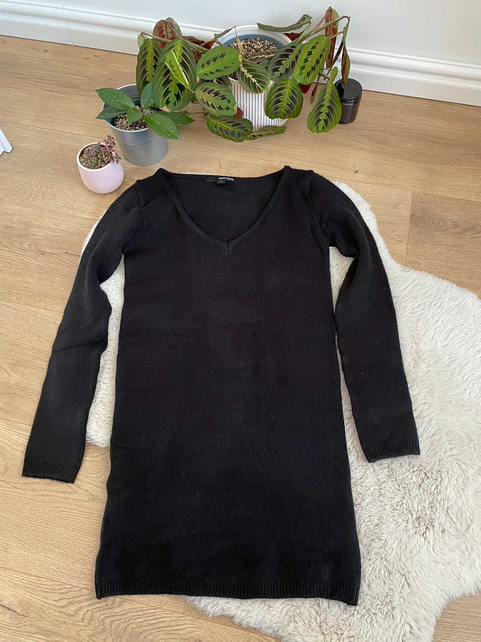 Czarna elegancka swetrowa sukienka rozmiar S Tally Weijl
