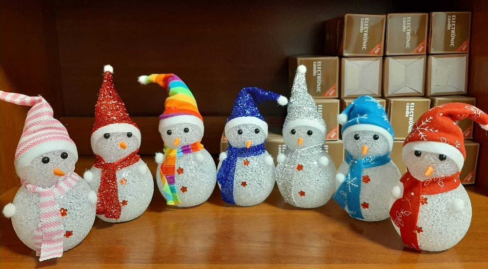 Новорічний LED Сніговик, 5 режимів світла, 15 см, новий рік