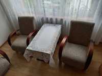 Komplet wypoczynkowy kanapa + dwa fotele i rozkładany stolik