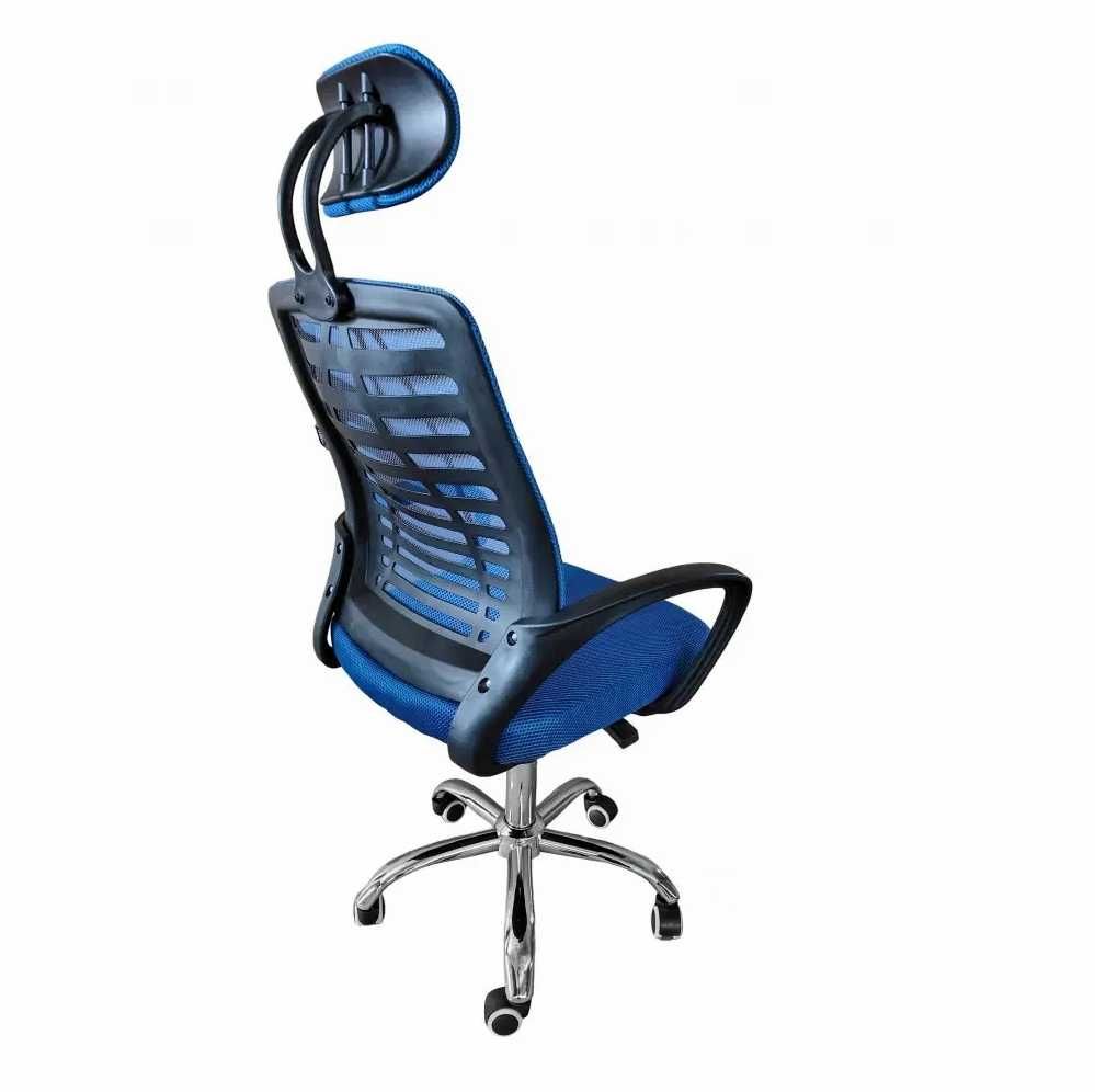 Кресло для компьютера офиса синее Boston стул на колесах офисный