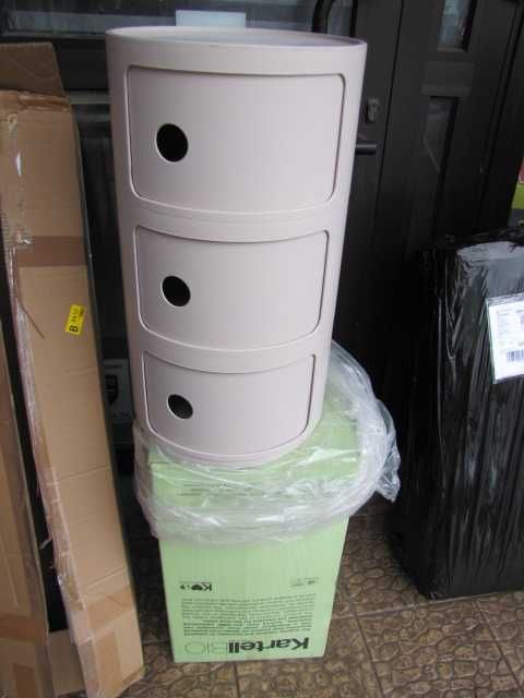 Kartell Componibili Bio pojemnik z 3 przegródkami, kremowy szafka stół