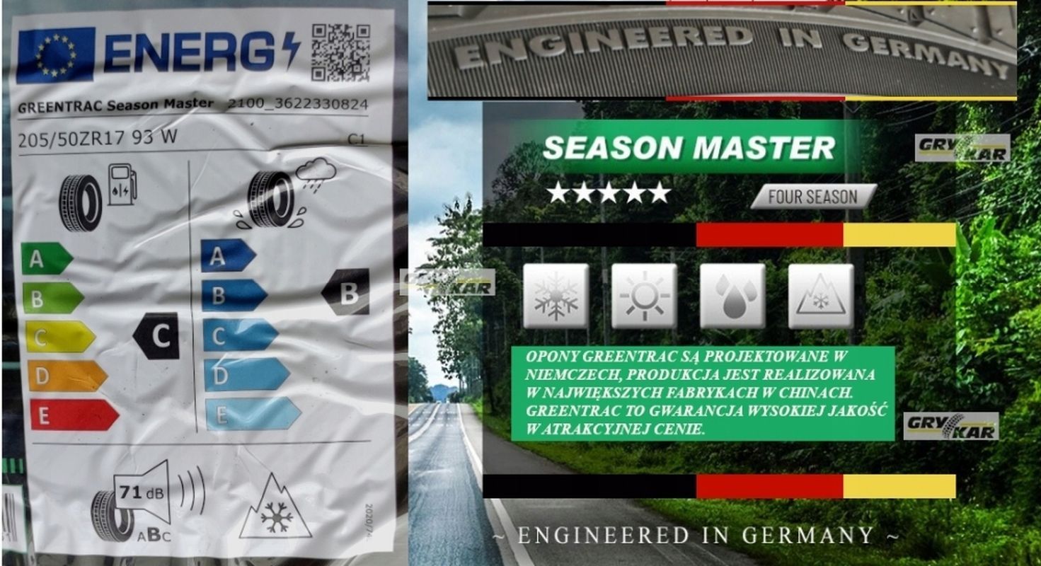 Opony 205/50r17 Greentrac Season Master C/B/71dB 3 lata gwar.