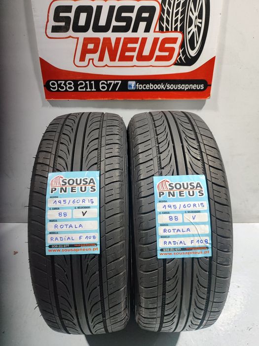 2 pneus semi novos 195-60R15 Rotala - Oferta dos portes