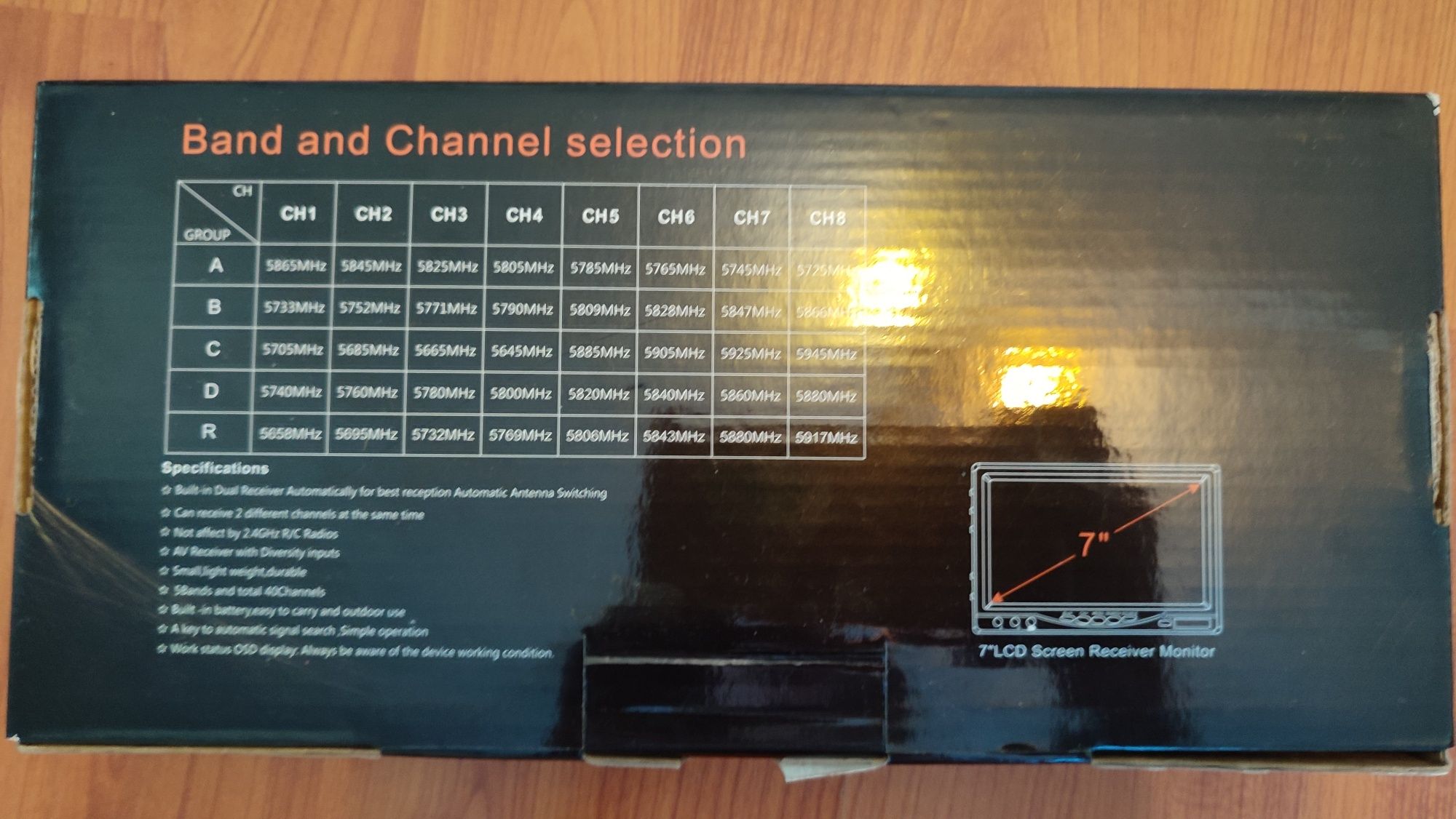 FPV монітор LCD 5802 D 7", 800x480, 40 Кан., DVR