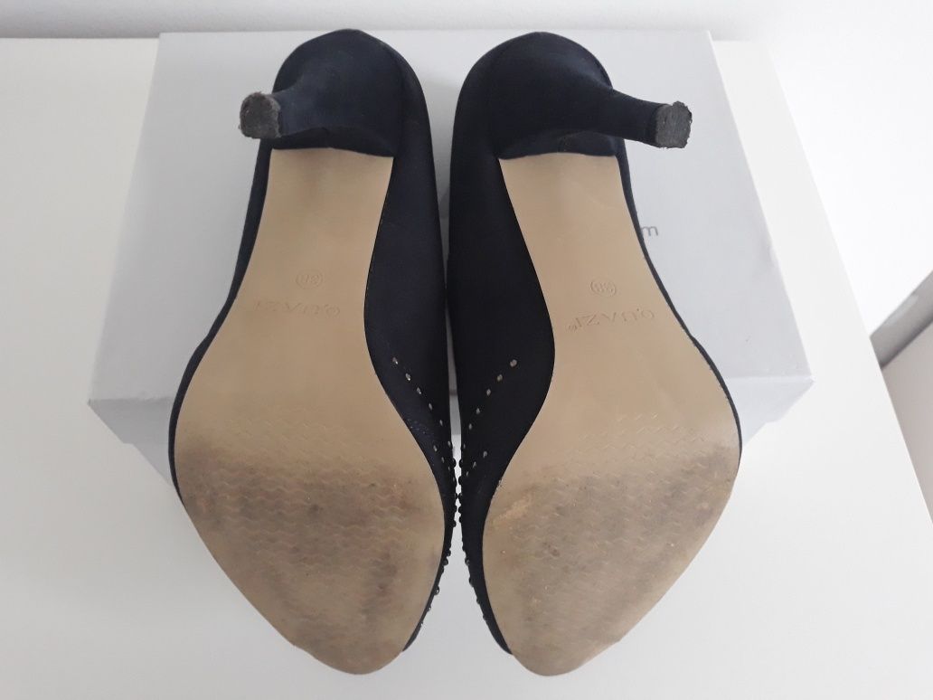 Buty szpilki, czółenka, buty peep toe, buty granatowe 38