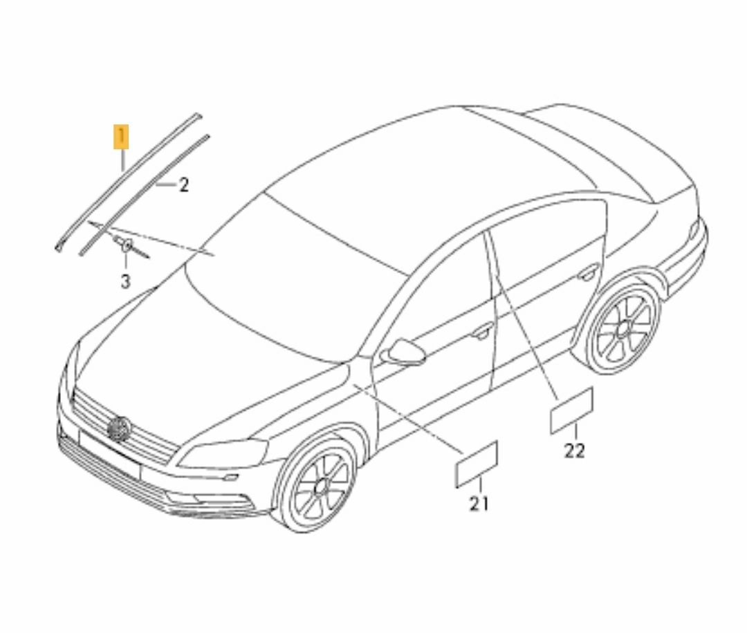 VW Passat B7 Накладка лобового скла молдінг 3C0854328B 3C0854327B