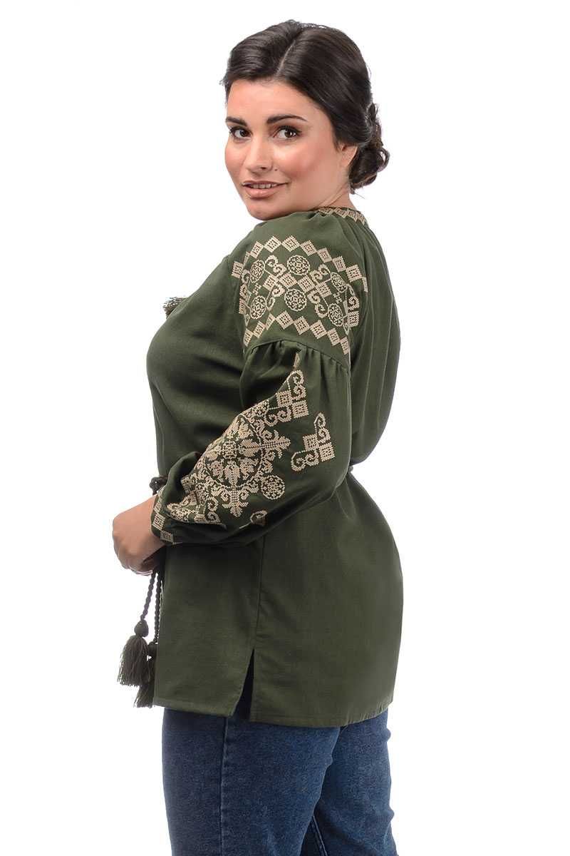 Жіноча сорочка вишиванка колір хакі (женская вышиванка)