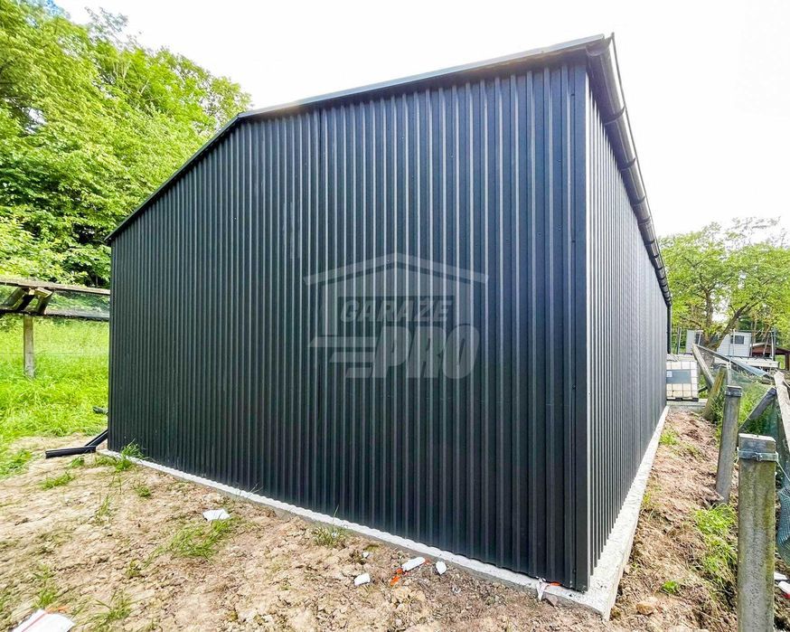 Hala - Garaż Blaszany 7x10m Brama Dwuskrzydłowa - Drzwi - Okno GP382