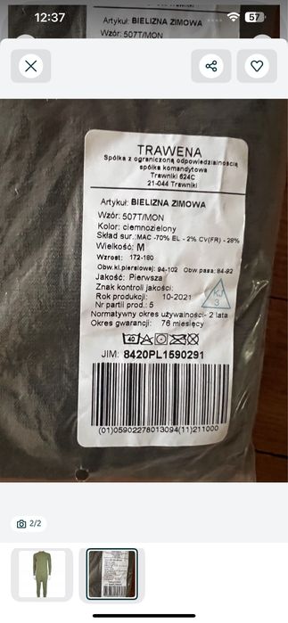 Bielizna zimowa mon 507T