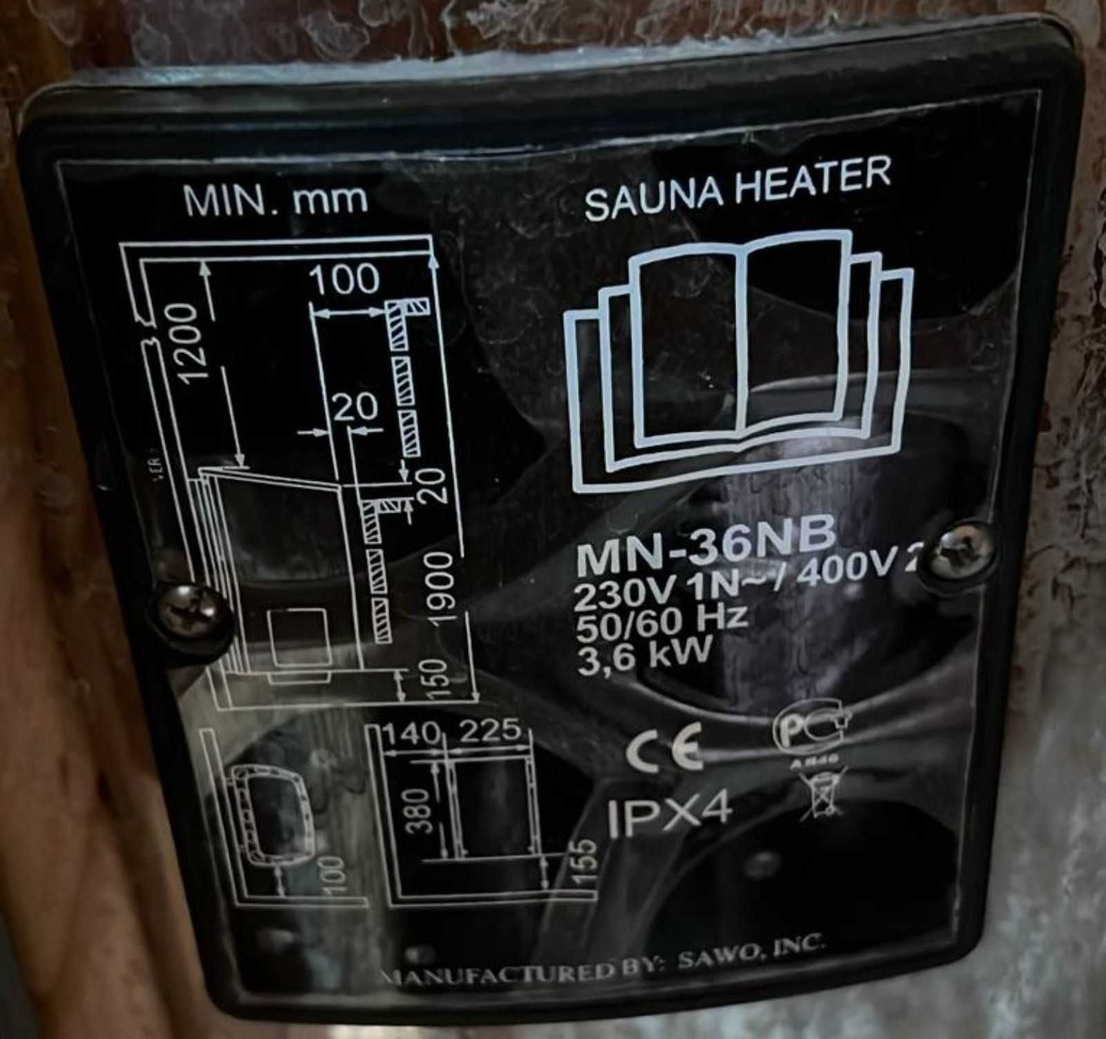 Sauna fińska SUCHA z drewna +piec ze sterowaniem 3,6kW 230V-400V 2-4os
