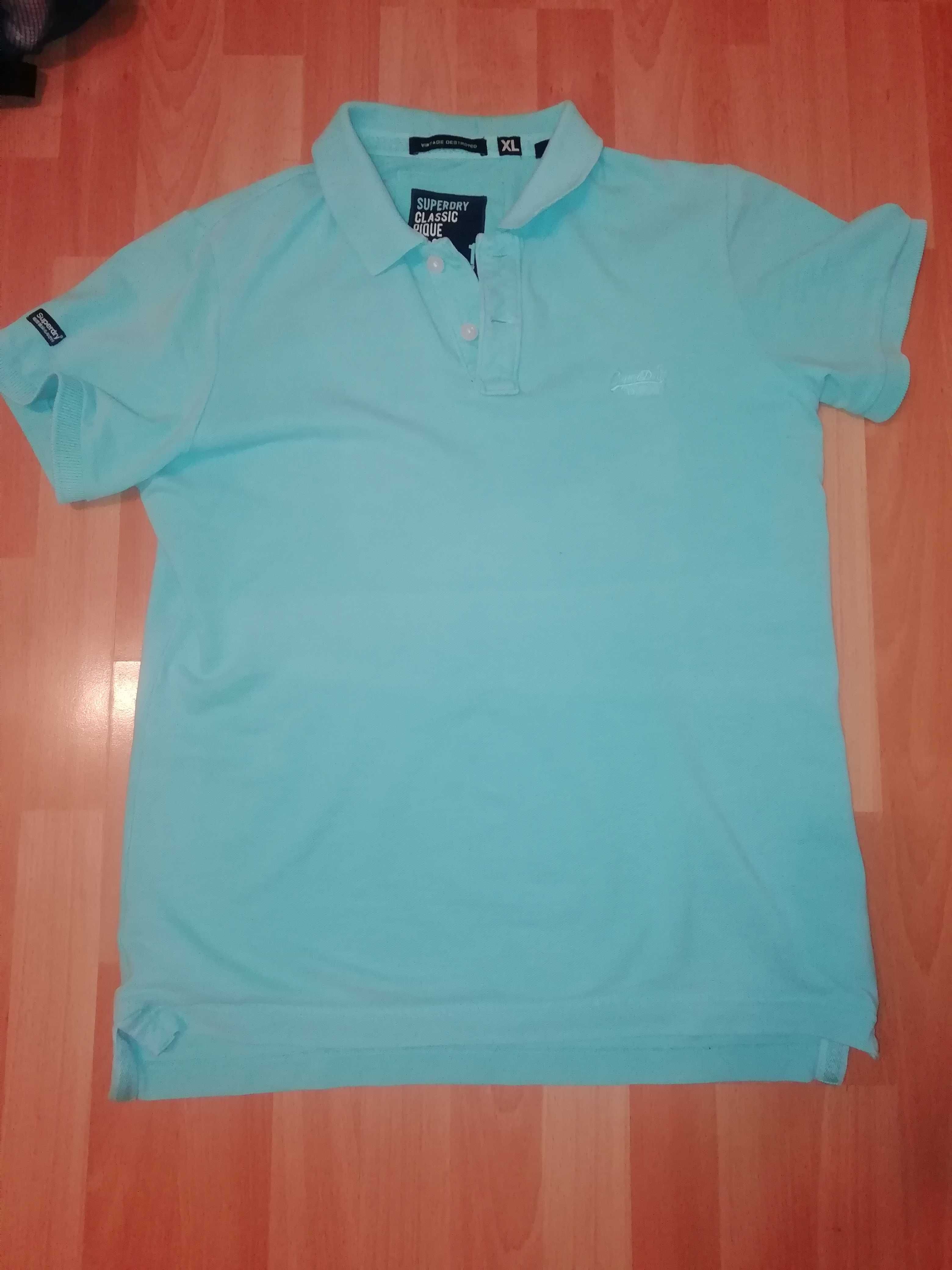 T-shirt koszulka polo męska niebieska rozm. XL używany + gratisy
