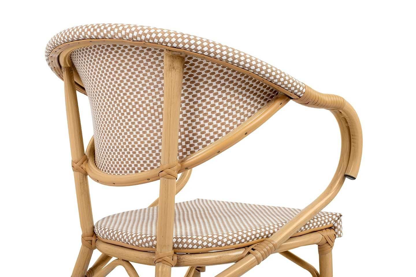 Krzesło ogrodowe na taras BISTRO PARIS ARM jasnobrązowe rattan