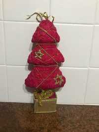 Эко елка новогодняя красная с золотым h-32см декор