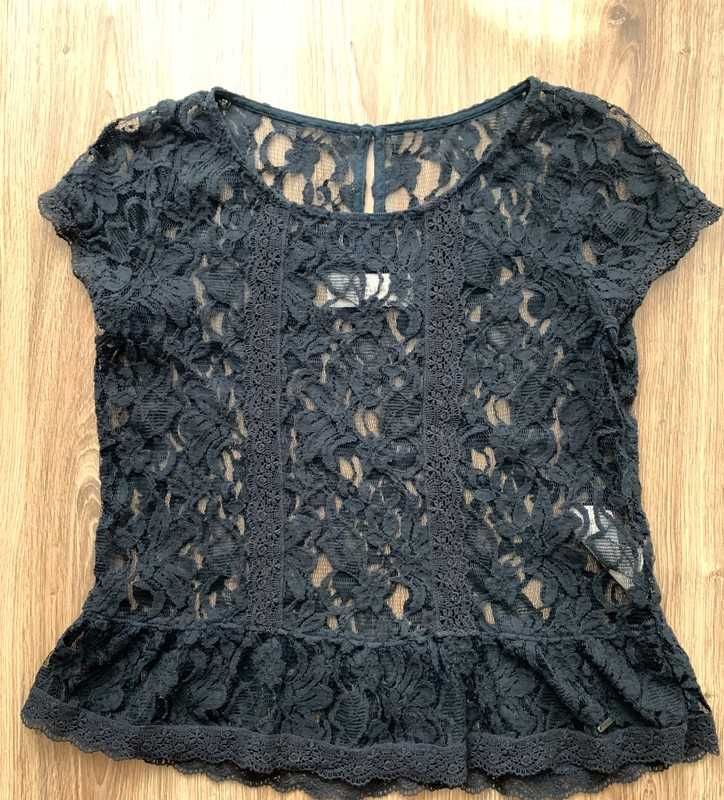 Abercrombie & Fitch A&F / bluzka top koronka koronkowy  baskinka 36 S