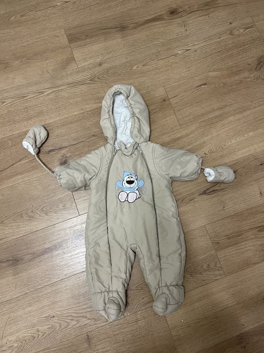 Теплий зимовий бежевий демісезоний комбінезон на дівчинку хлопчика