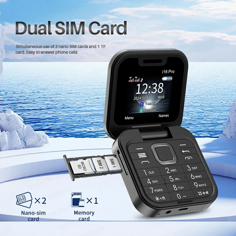 Mini Telemóvel Dual SIM Dobrável