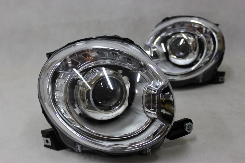 Lampy Reflektory FIAT 500 r. 07-15 H7 SOCZEWKI chrom Tuning NOWE!