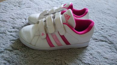 Buty sportowe Adidas, rozm. 35, dziewczynki, biało - różowe