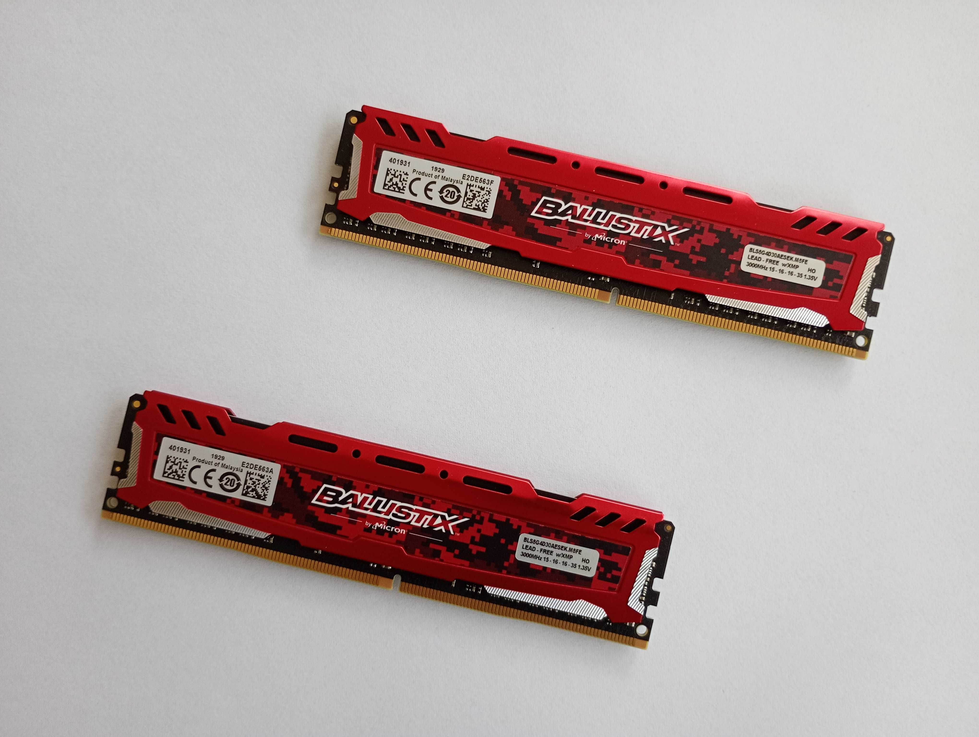 Pamięć RAM Crucial Ballistix 2x8GB 3000 MHz DDR4 CL15 – Stan BDB