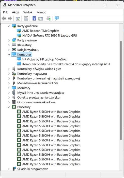 Laptop gamingowy HP Victus 16 Ryzen 5/16GB/512 RTX3050Ti stan idealny