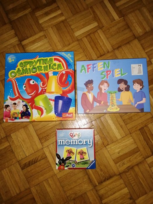 3 gry - Sprytna Ośmiornica, Memory Bing, Affen Spiel- nowa.