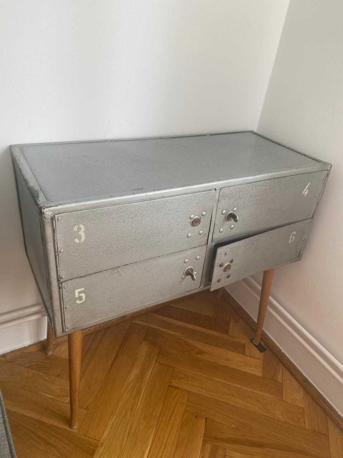Szafka vintage policyjna metalowa, komoda