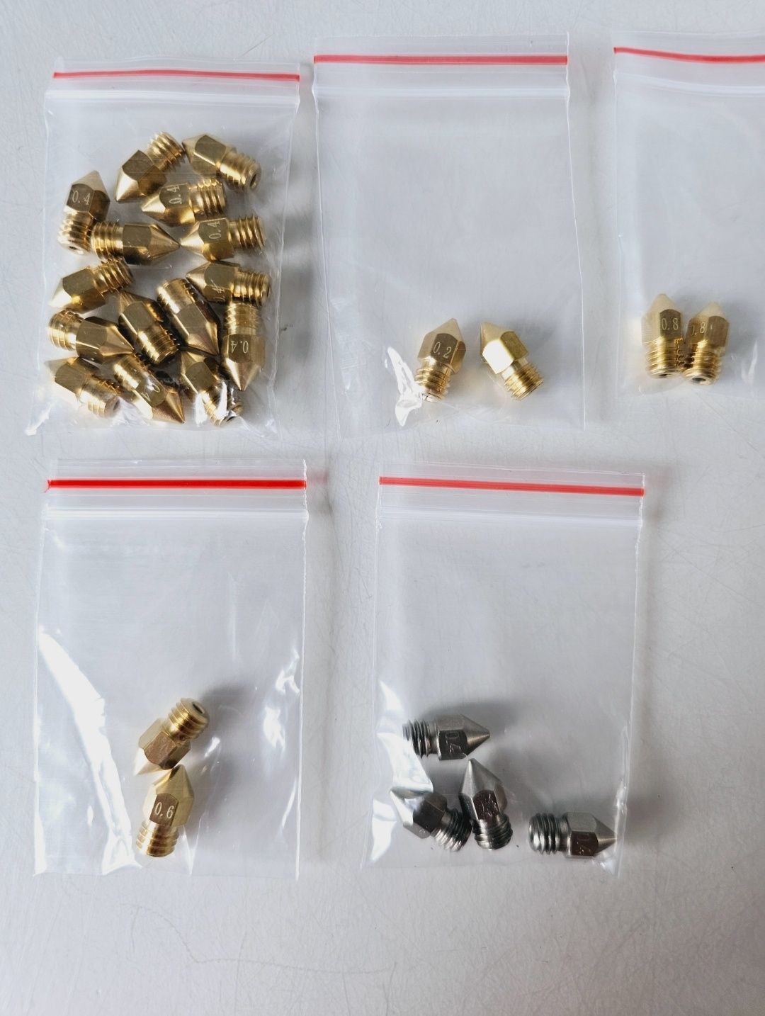 Zestaw 25 x dysza MK8 mosiężna do drukarki 3D Ender 0,2 0,4 0,6 0,8 mm
