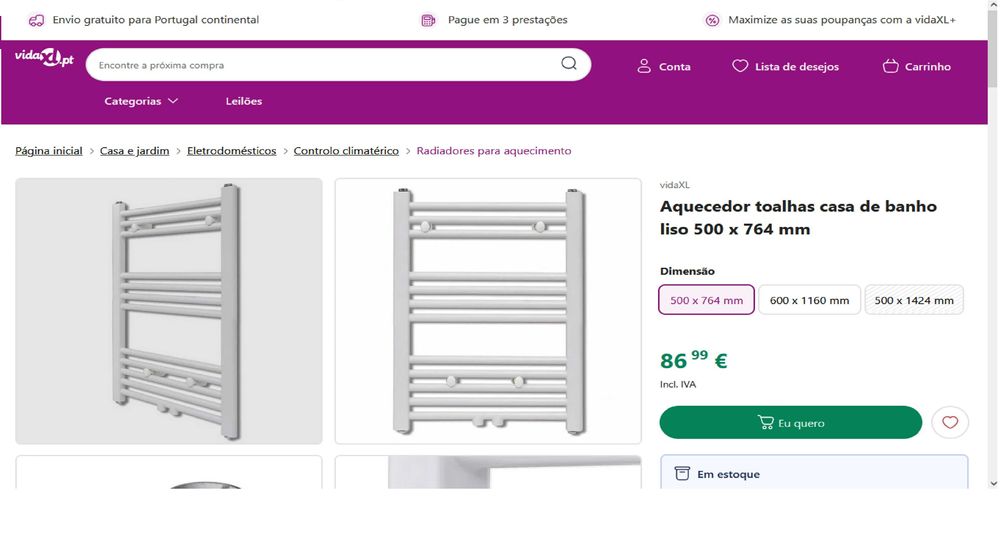 Aquecedor - Secador de toalhas de casa de banho WC NOVO