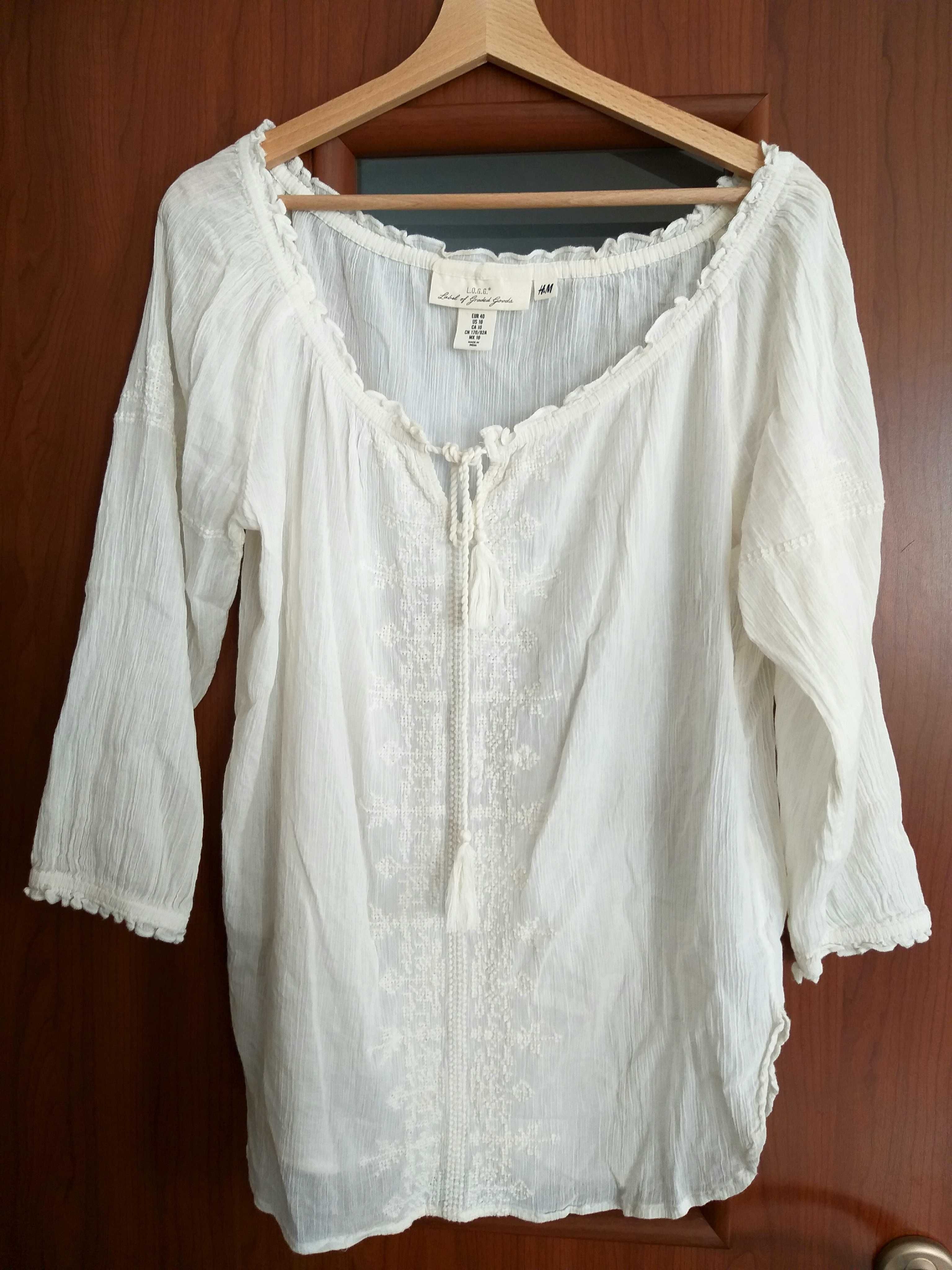 Bawełniana bluzka boho, H&M rozmiar 40