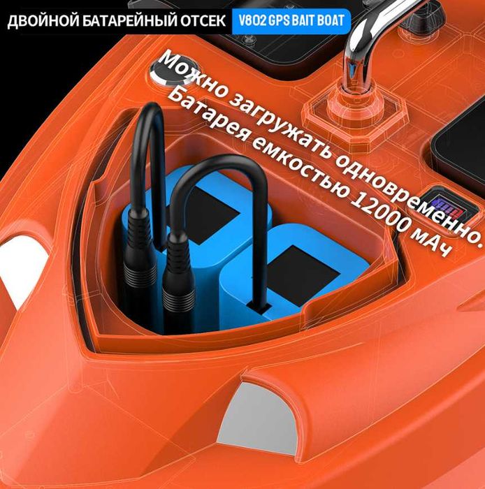 Кораблик для рыбалки Flytec V802 PRO GPS 160 точек 5200 мАч