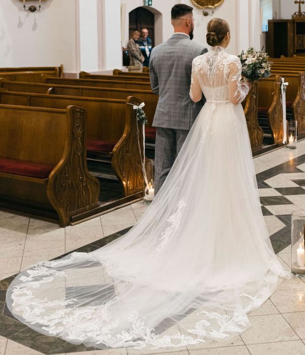 Suknia ślubna + płaszcz / 3w1/ podpinany tren/ gorset