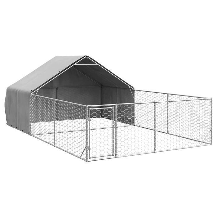 Vidaxl Zewnętrzna Buda Dla Psa Z Wybiegiem 6X3X1,9 M Stal Ocynkowana