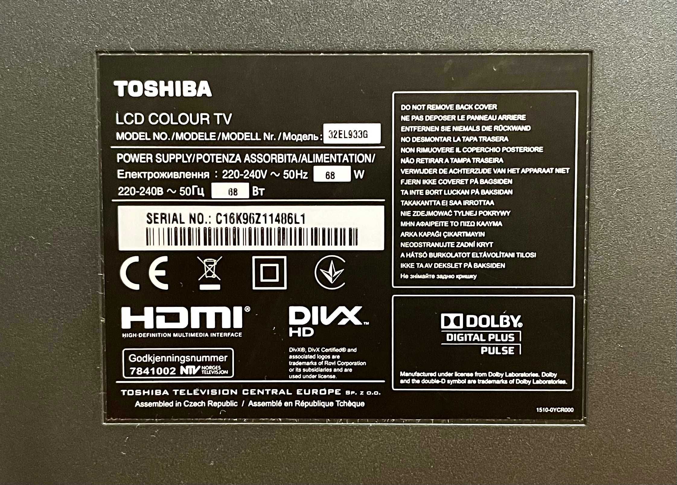 Toshiba 32EL933G LED - telewizor 32 cale + pilot