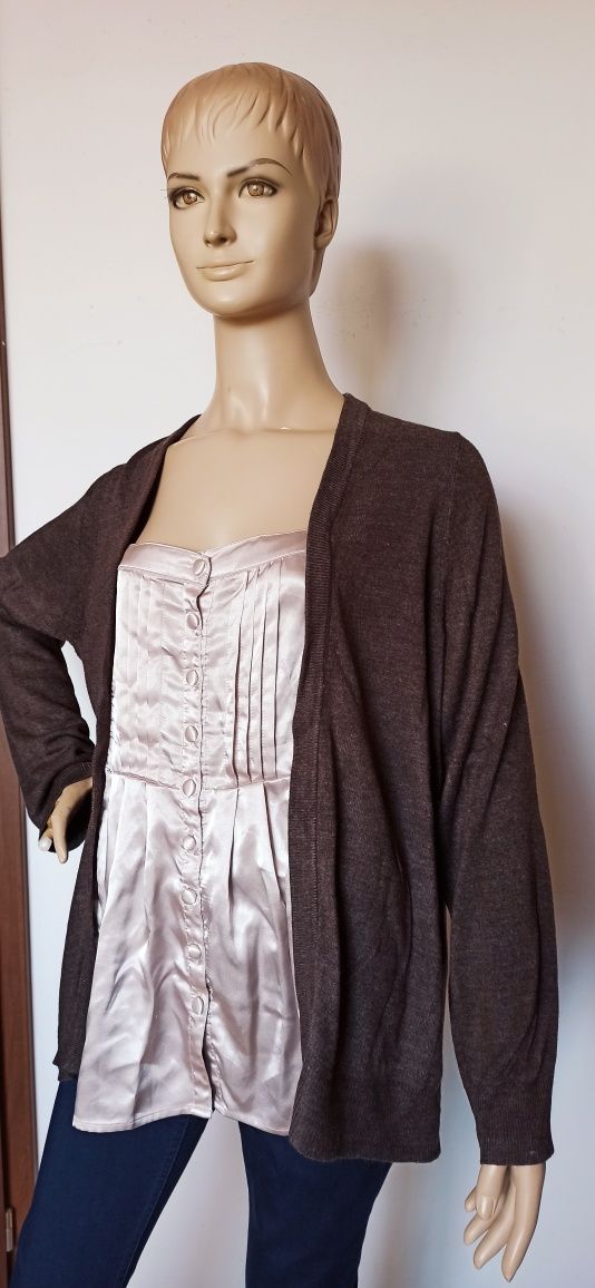 Sg Sweter damski 48 , Brązowy sweter 48 wraz z bluzką