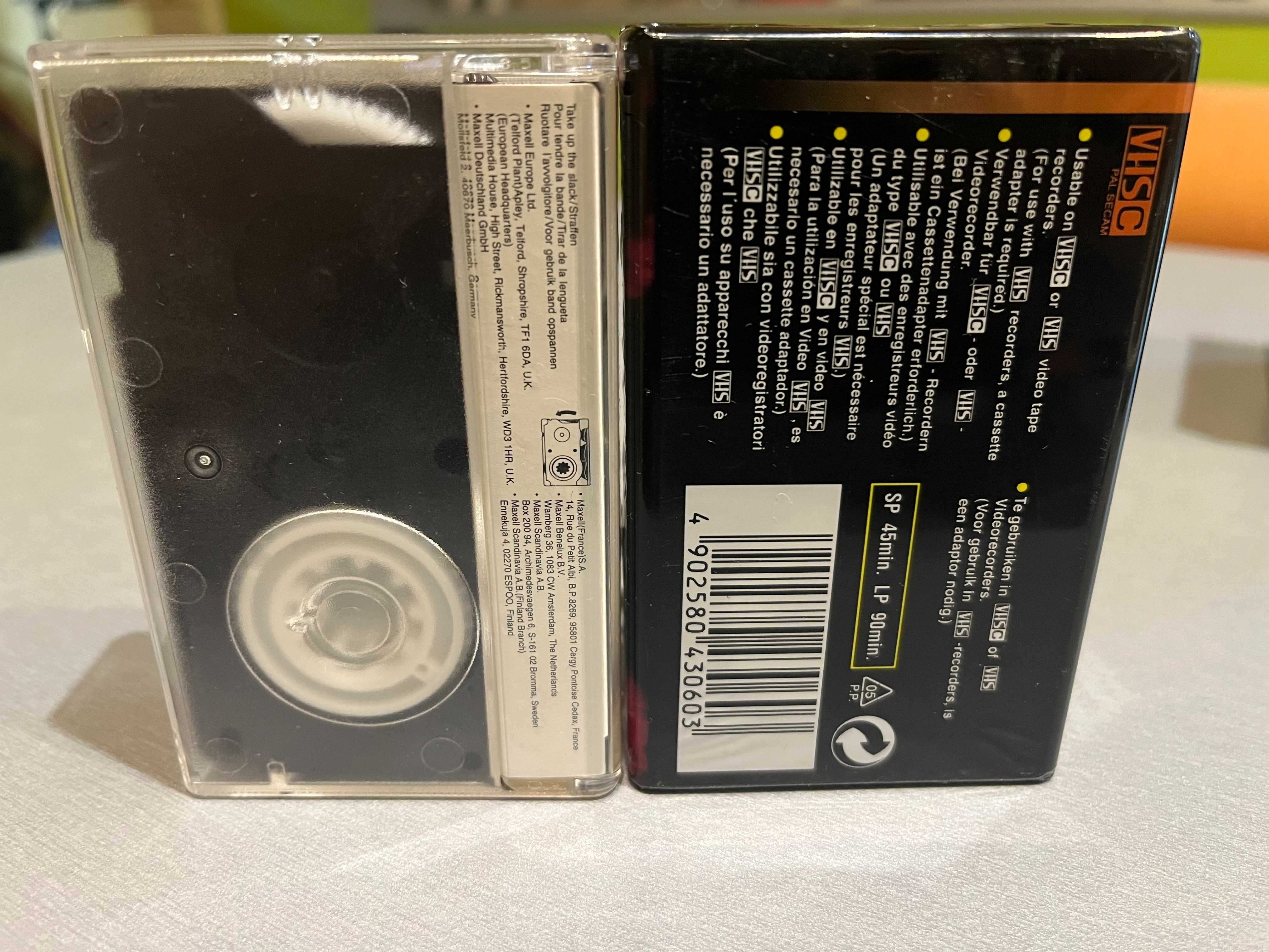 Dwie kasety kaseta Maxell HGX Black 45 do kamery VHS VHSC NOWE