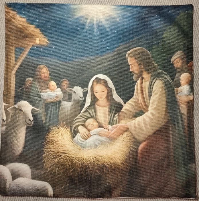 Komplet 4 świątecznych poszewek z plótna