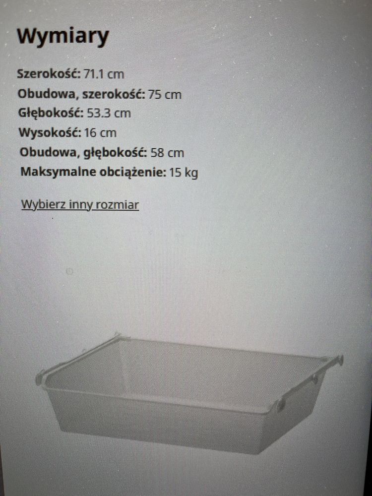 Kosz druciany Ikea Komplement 75x58 cm bialy z prowadnicami 5 szt