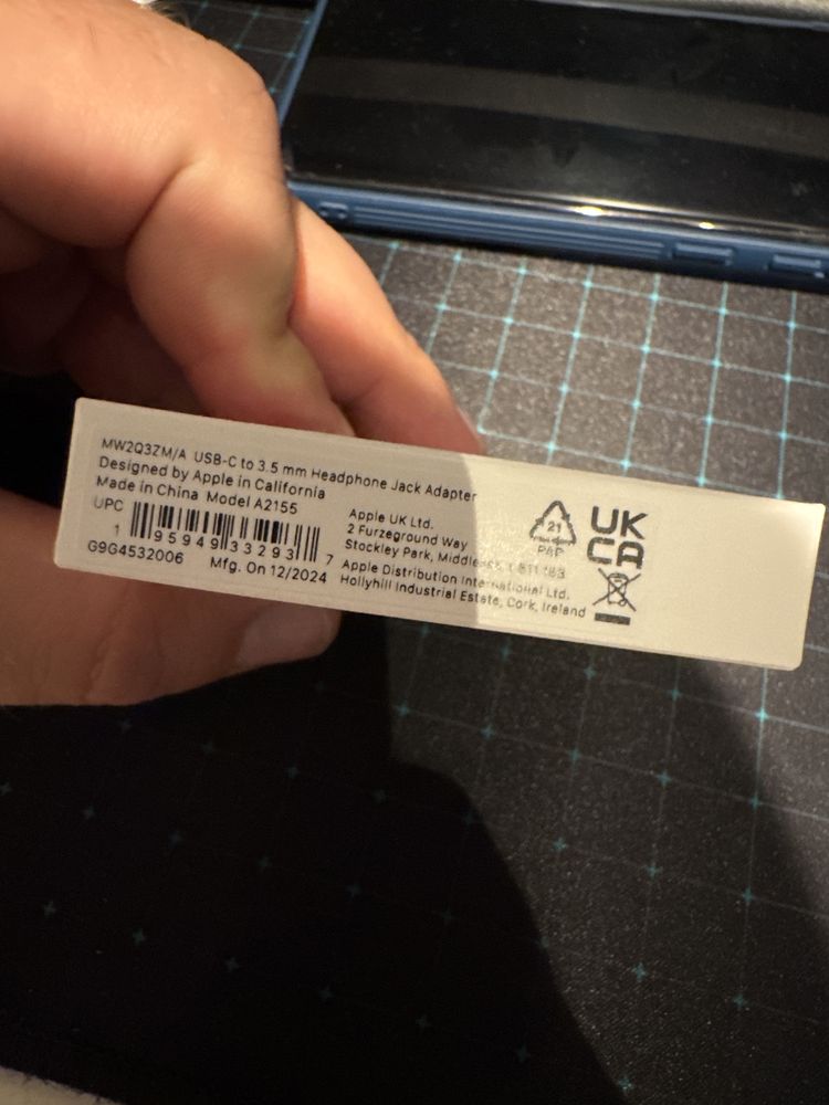 Adapter USB-C - Jack. Oryginał APPLE. Nowy. USB słuchawki