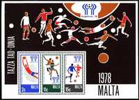 Malta 1978 Mi 571-573+BL 5 FIFA World Cup 1978 Argentyna MNH