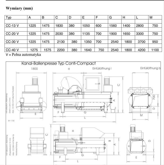Belownica prasa kanałowa automat do makulatury kartonu odpadów folii