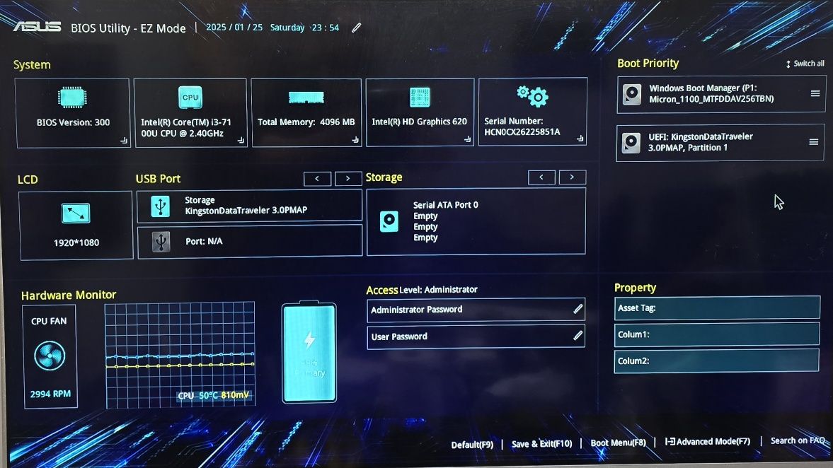 Asus tp410u i3 7100U 4Gb RAM 256Gb